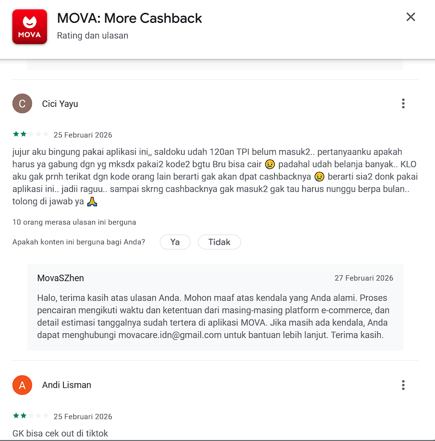 Saldo Cashback MOVA Sudah Ada Tapi Belum Masuk? Banyak Pengguna Bingung Soal Ini