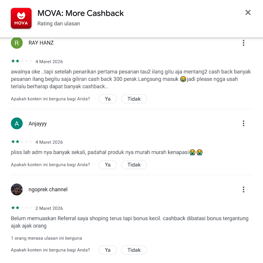 Cashback MOVA Kecil, Pesanan Hilang, dan Biaya Admin Besar? Ini Penjelasan yang Perlu Dipahami